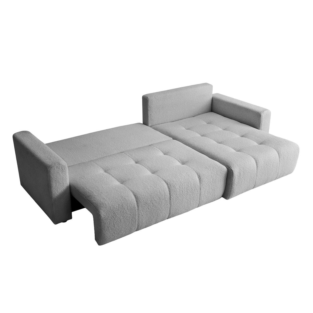 ECKSOFA WALONGO mit Schlaffunktion, Hellgrau - Hellgrau, Textil (261/143cm) - Fedve