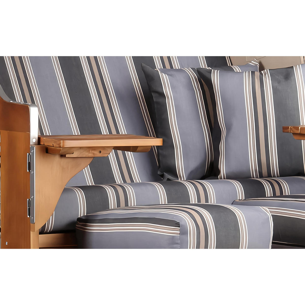 STRANDKORB Schleswig Pinie 2-Sitzer - Pastellblau/Braun, Holz (120/160/80cm) - Mr. Deko