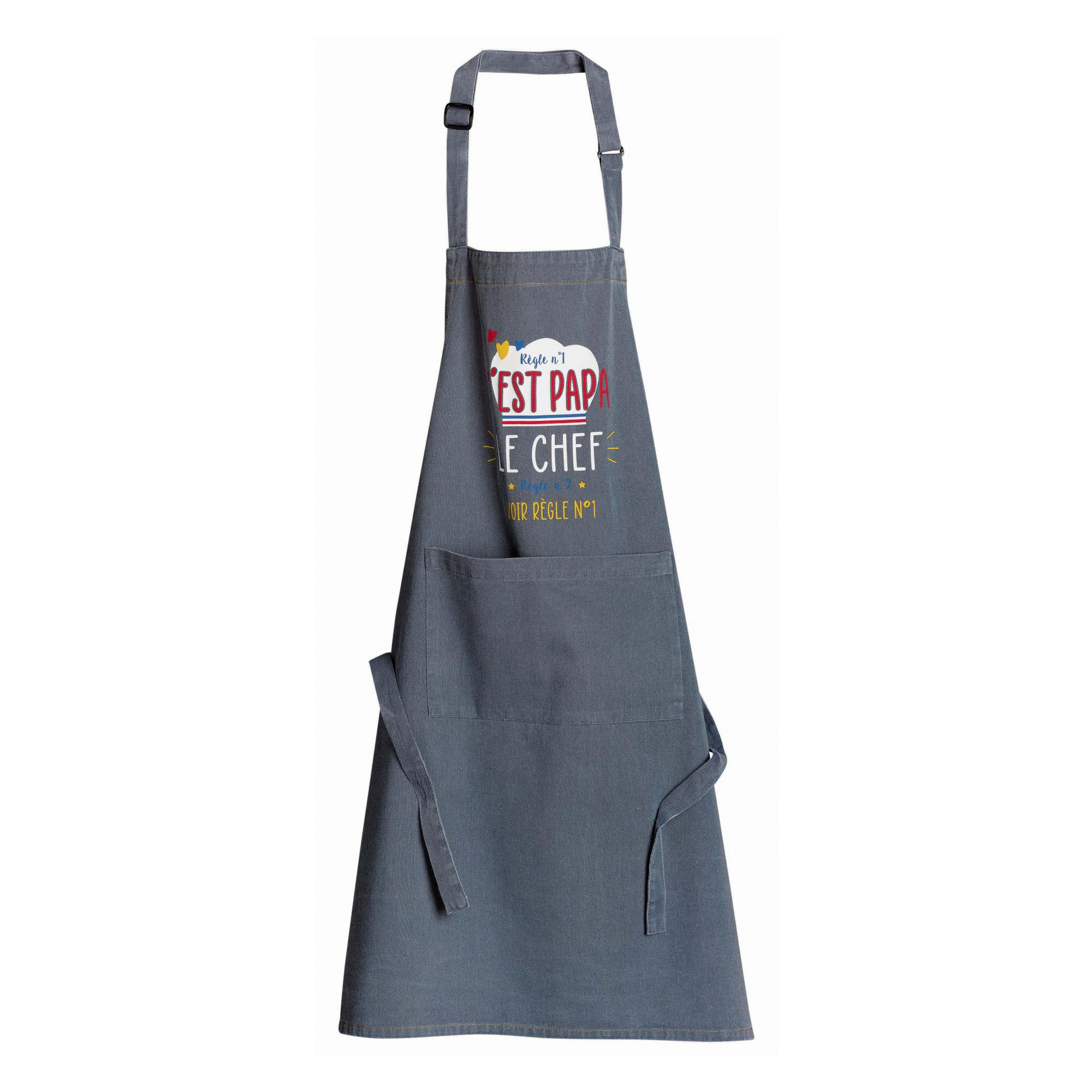 KÜCHENSCHÜRZE Peps Chef Papa jeansblau 72 x 90 cm - Blau, Textil (72/90cm) - Winkler
