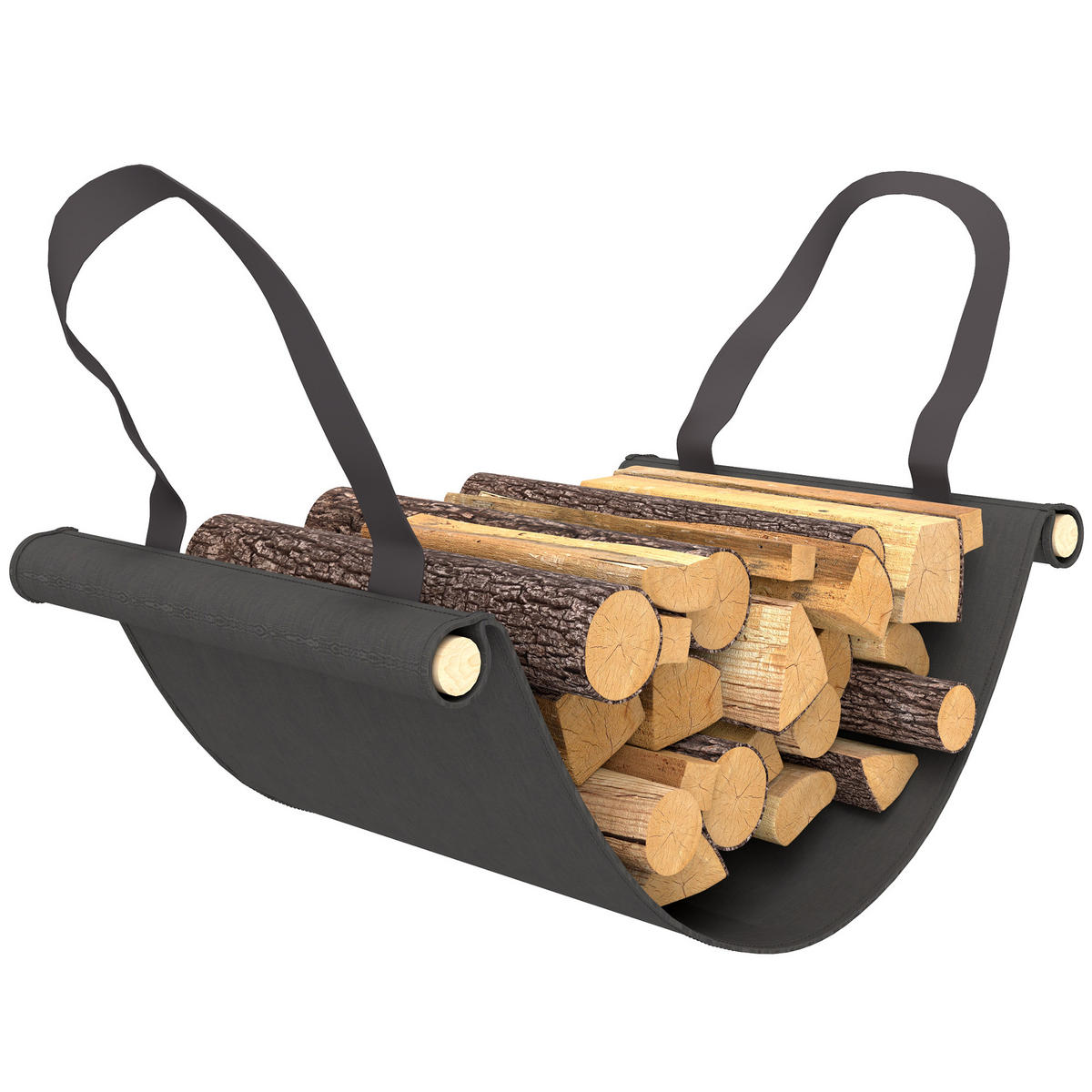 FEUERHOLZGESTELL DE-10323 0,33 m³ mit Abdeckung & Tragetasche Schwarz - Schwarz, Metall (36/99/120cm) - ComfortXL