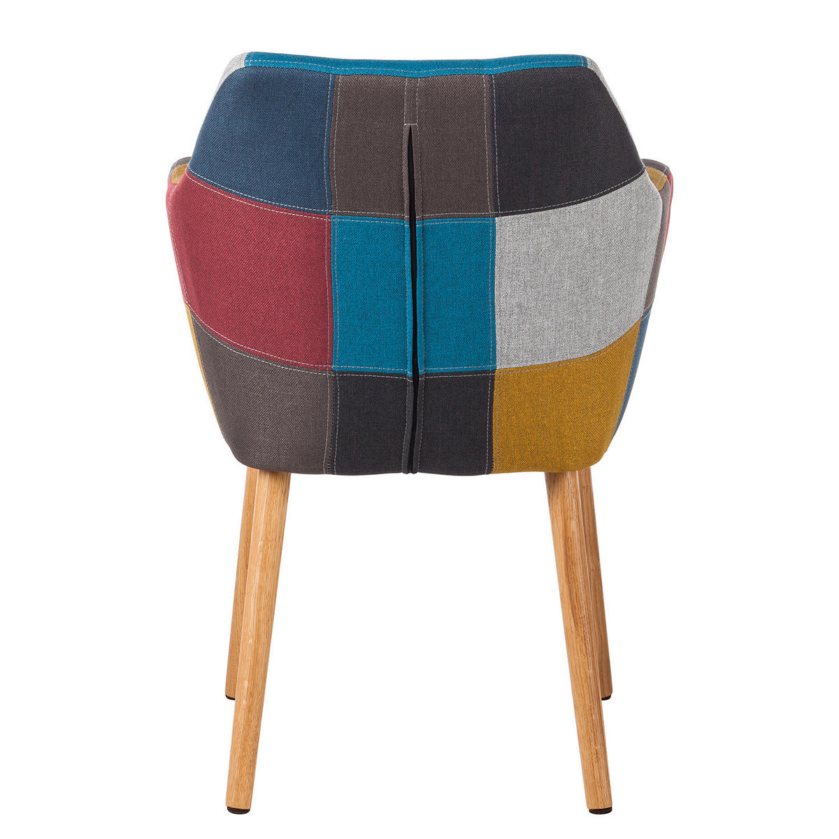 ARMLEHNENSTUHL - Webstoff / Massivholz Eiche - Mehrfarbig - Eichefarben/Multicolor, Eichenholz/Holz (58/84/58cm) - home24