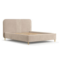 POLSTERBETT Livy Beige 140/200 cm im Samtstoff - Beige/Naturfarben, Holz/Holzwerkstoff (140/200cm) - Maison de Reve