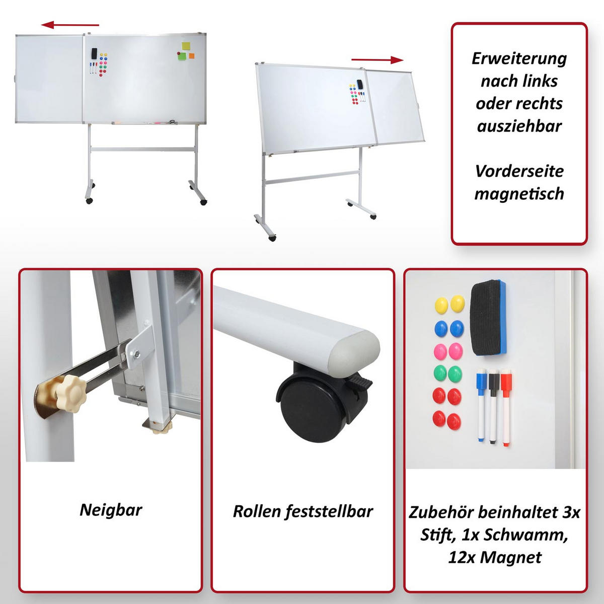 WHITEBOARD C85B Weiß - Weiß, Metall (186/167/57cm) - Jamb