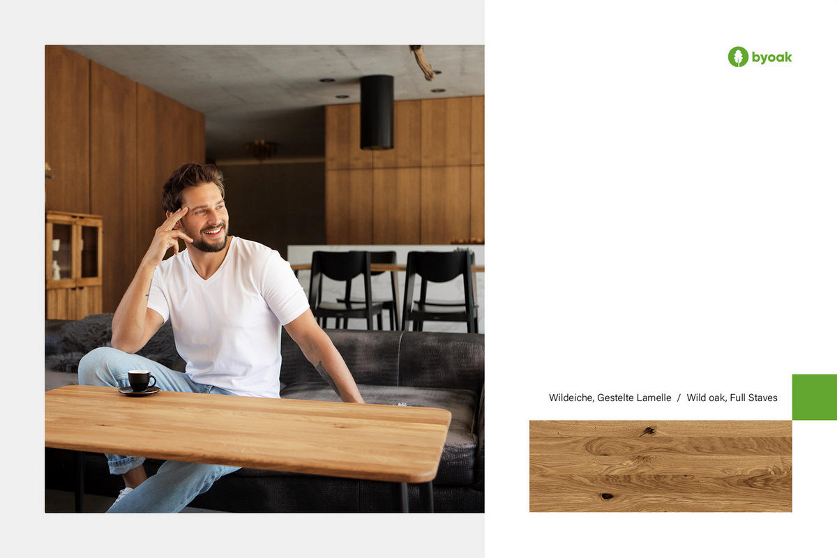 KAFFEETISCH LINA - Wildeiche, Holz (110/60/48cm) - byoak