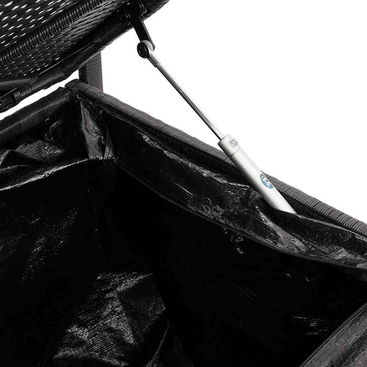 GARTENBANK Mit Stauraum Und Kissen Schwarz Poly Rattan - Schwarz, Kunststoff (54/74/111.5cm) - vidaXL