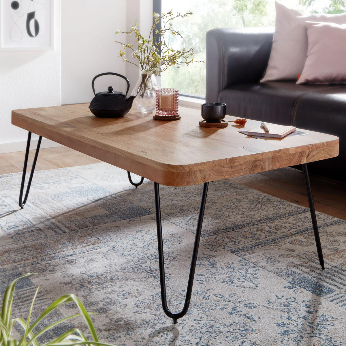 COUCHTISCH ANTEO Akazie Sofatisch - Braun, Holz (60/115/40cm) - tinkaro