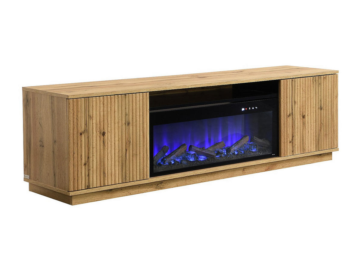 TV-BOARD - 163 cm x 40 cm - holz - schwarz, naturfarben hell Yevina - Schwarz/Naturfarben, Glas/Holz (163/48/40cm) - Vente-Unique