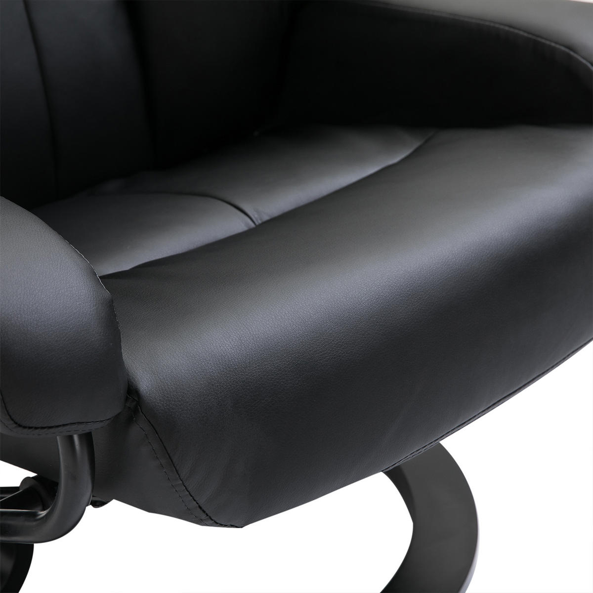 MASSAGESESSEL mit Fußhocker, Relaxsessel, Elektrischer Fernsehsessel, Kunstleder - Schwarz, Leder (80/102/76cm) - HOMCOM