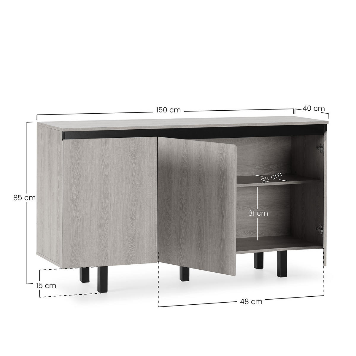 SIDEBOARD Molina, eichefarben - Honigeiche, Holzwerkstoff (150/85/40cm) - VS Venta-stock