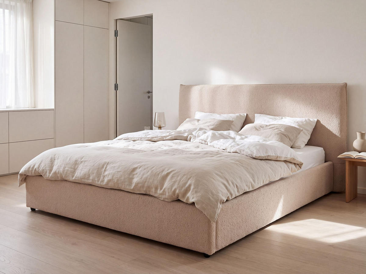 BETT mit Lattenrost 180/200 cm Taupe Lavaur - Taupe, Textil (180/200cm) - Beliani