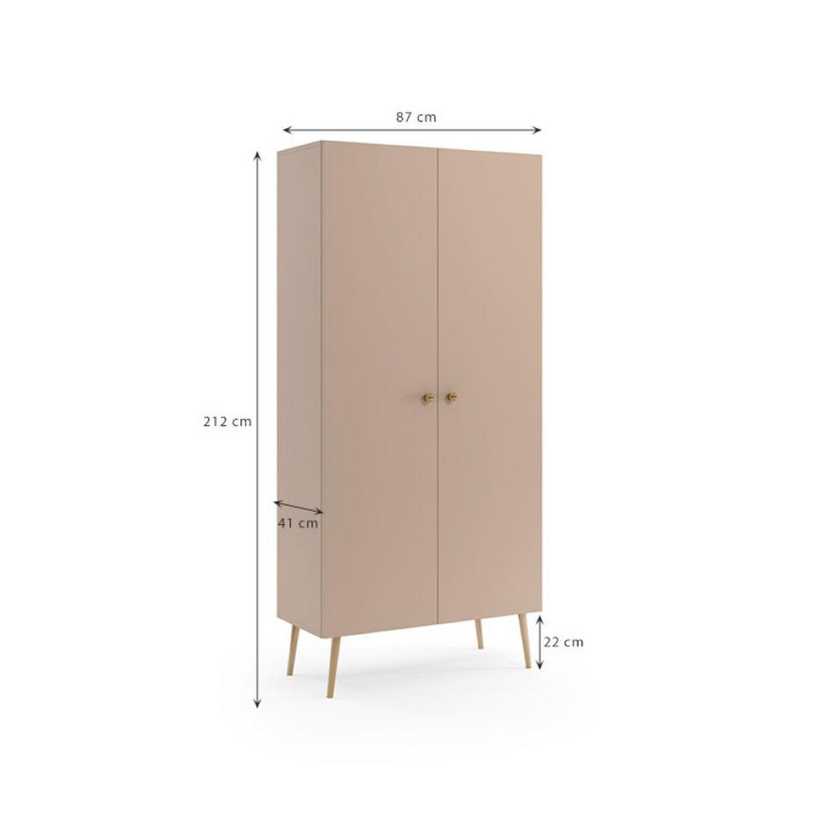 KLEIDERSCHRANK Ikon, Rosa, Mit 5 Regalen - Rosa, Holzwerkstoff (87/212/41cm) - Bettso