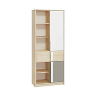REGALSCHRANK Drop Fjord Buche / weiß / grau 80 / 40 / 199cm - Multicolor/Braun, Holz/Holzwerkstoff (80/199/40cm) - Feldmann-Wohnen