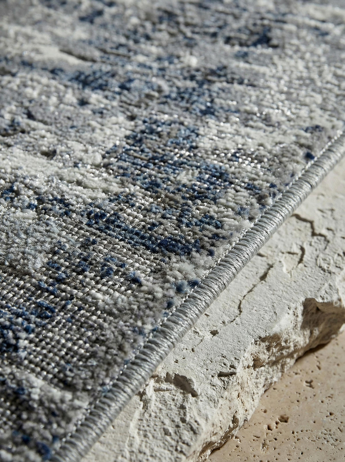 TEPPICH Velours mit Metallic-Glanz abstrakt robust pflegeleicht PARMA-Sorbolo, Dunkelblau 120x170 cm - Dunkelblau, Textil (120/170cm) - KADIMA DESIGN