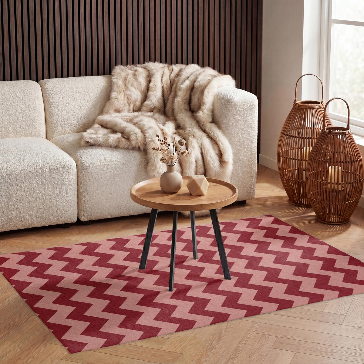 TEPPICH - Zickzack - Streifen - Muster - Rot - 120x80 cm - Rot, Kunststoff/Textil (120/0.4cm) - OnlyWow