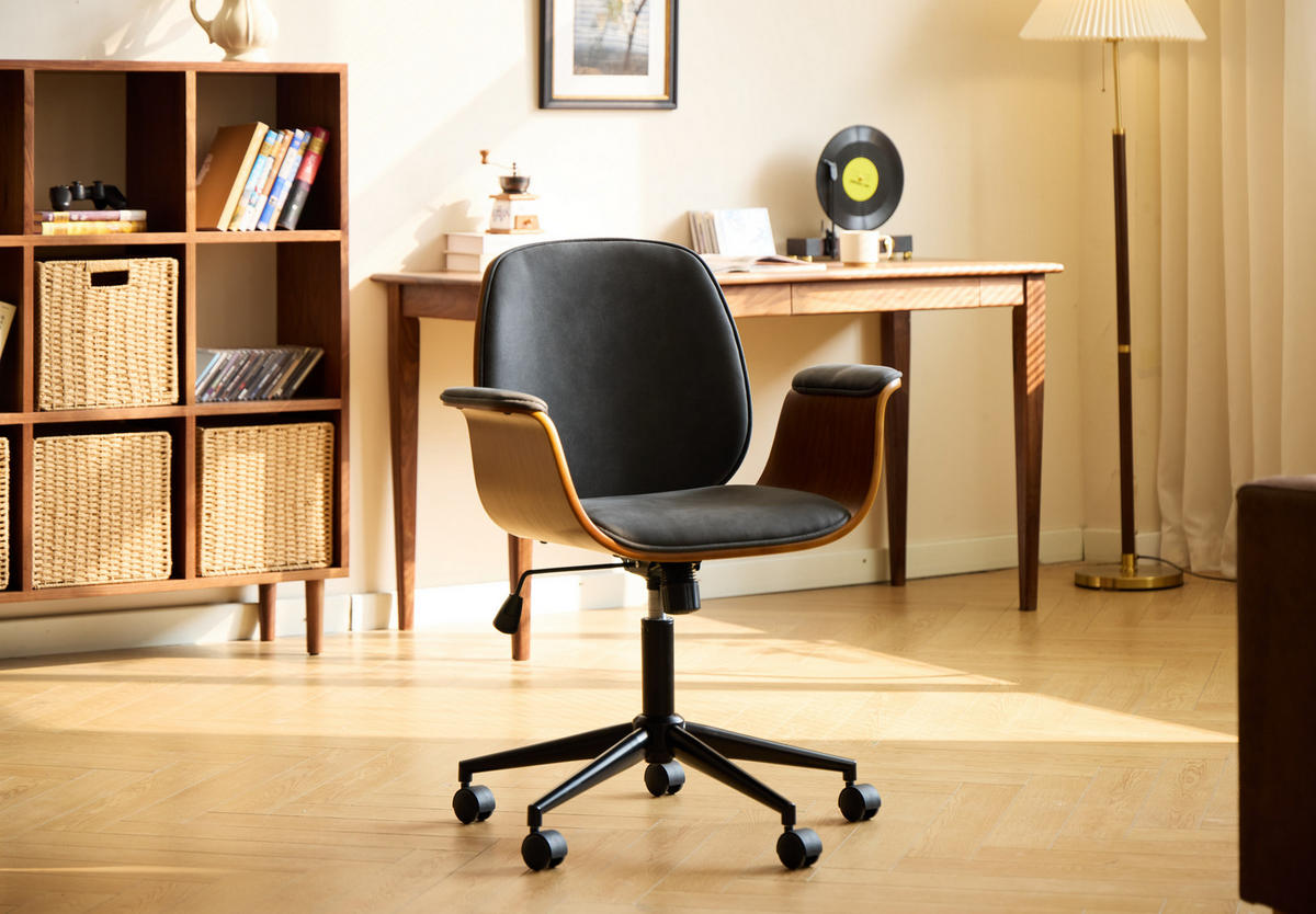 DREHSTUHL Stoff Schwarz - Schwarz, Textil (65/96.5/56cm) - Nordlys
