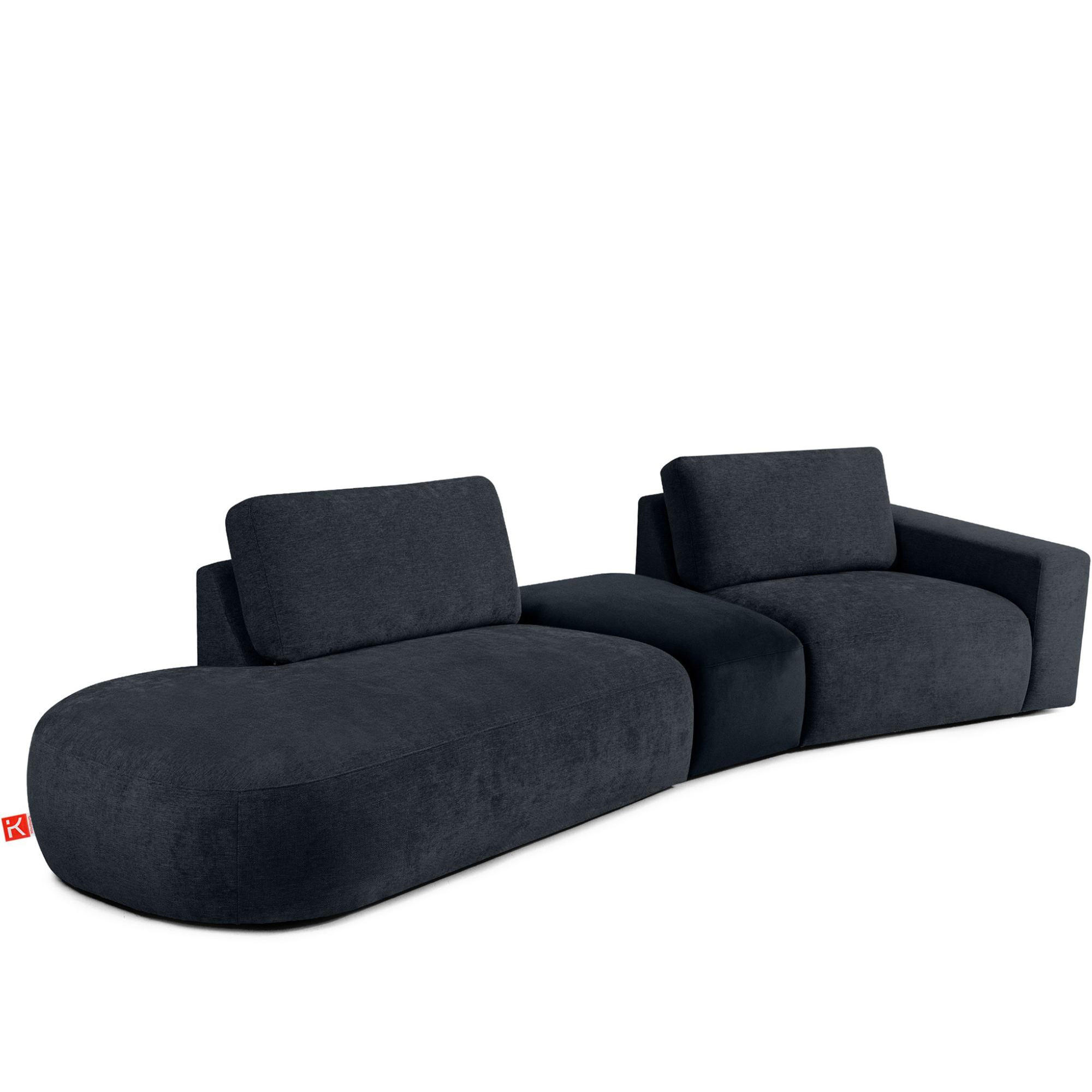 4-SITZER ECKSOFA ZUCCO Chenille links, Dunkelblau - Dunkelblau, Textil (350/84/105cm) - KONSIMO®