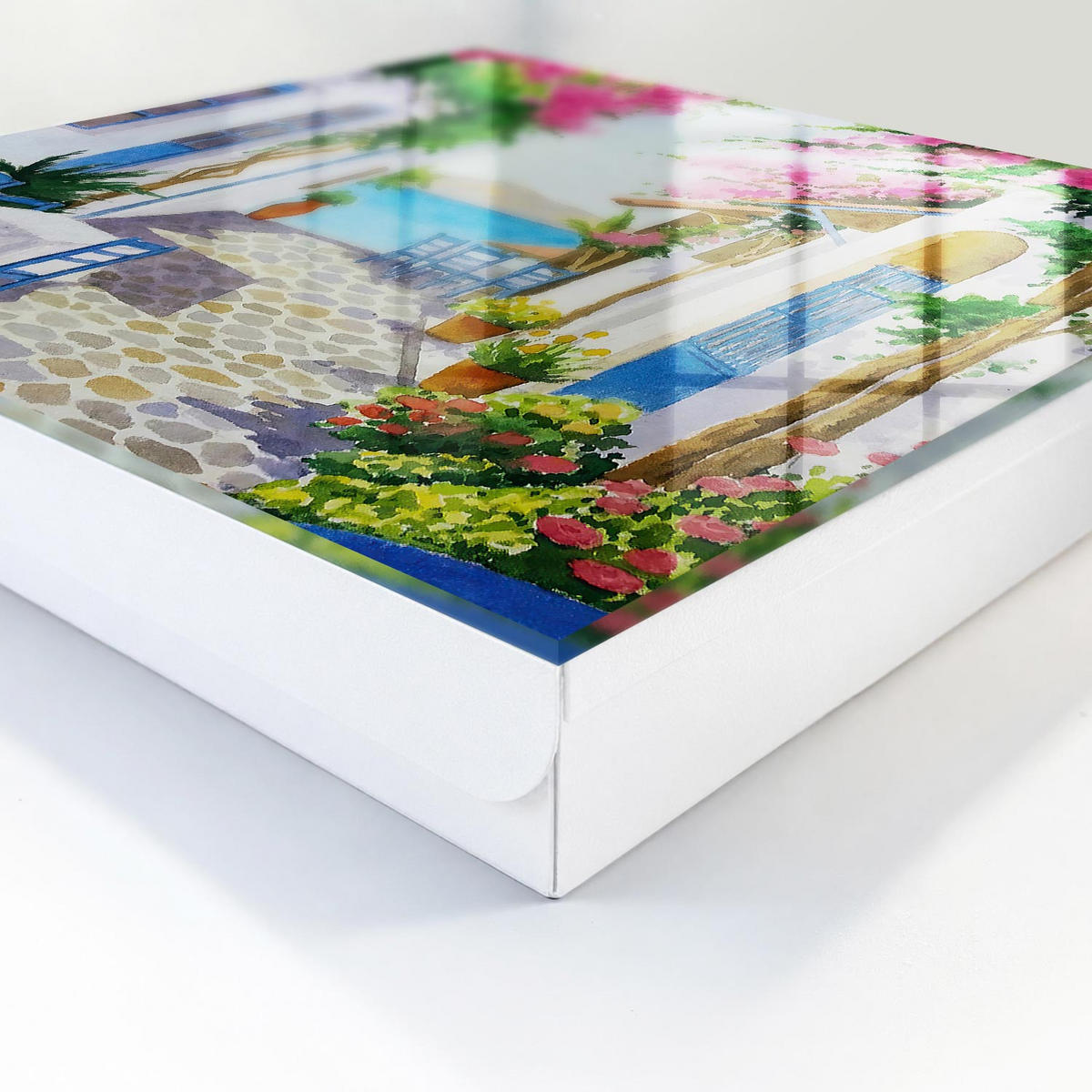 SCHLÜSSELBOX Weiß 30x30 cm – Türöffnung nach rechts - Mediterrane Schönheit - Weiß, Metall (30/30/5cm) - TULUP