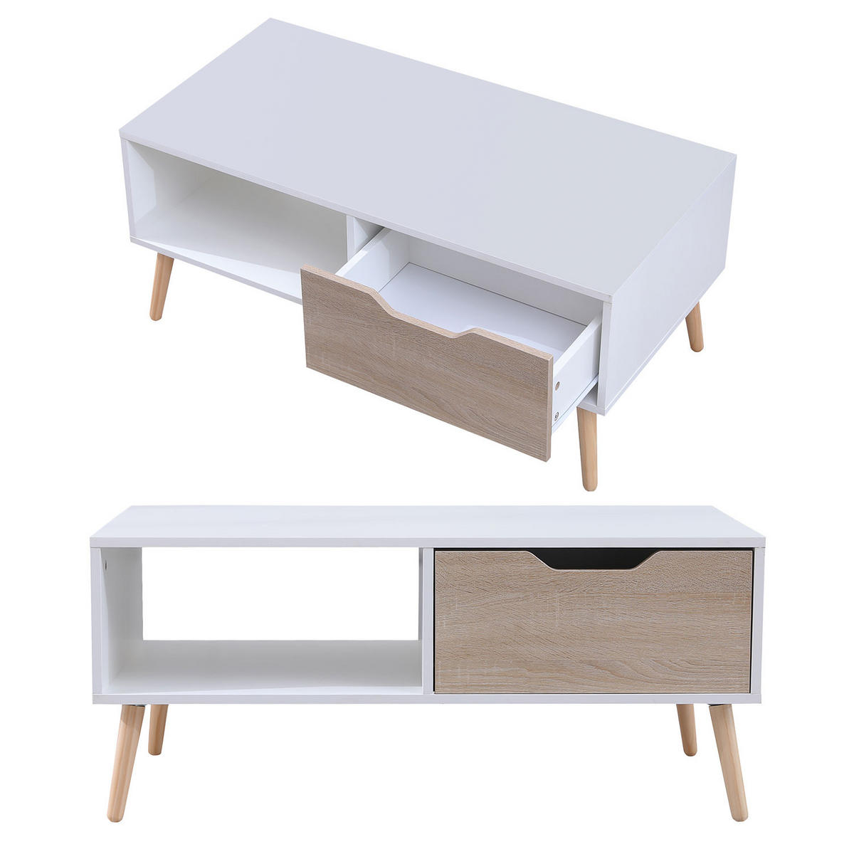 COUCHTISCH Freja Weiß - Weiß, Holzwerkstoff (100/49.5/43cm) - Happy Garden