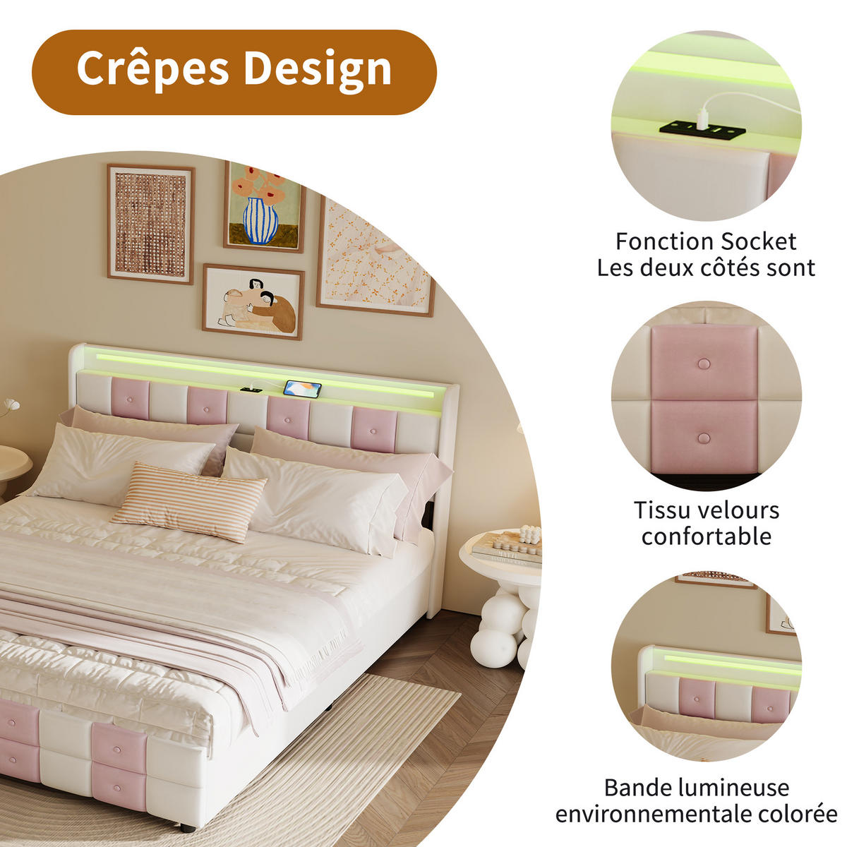 POLSTERBETT 160x200 cm LED USB Stauraum Lattenrost weiß - Weiß, Holz (160/200cm) - LEBENLANG