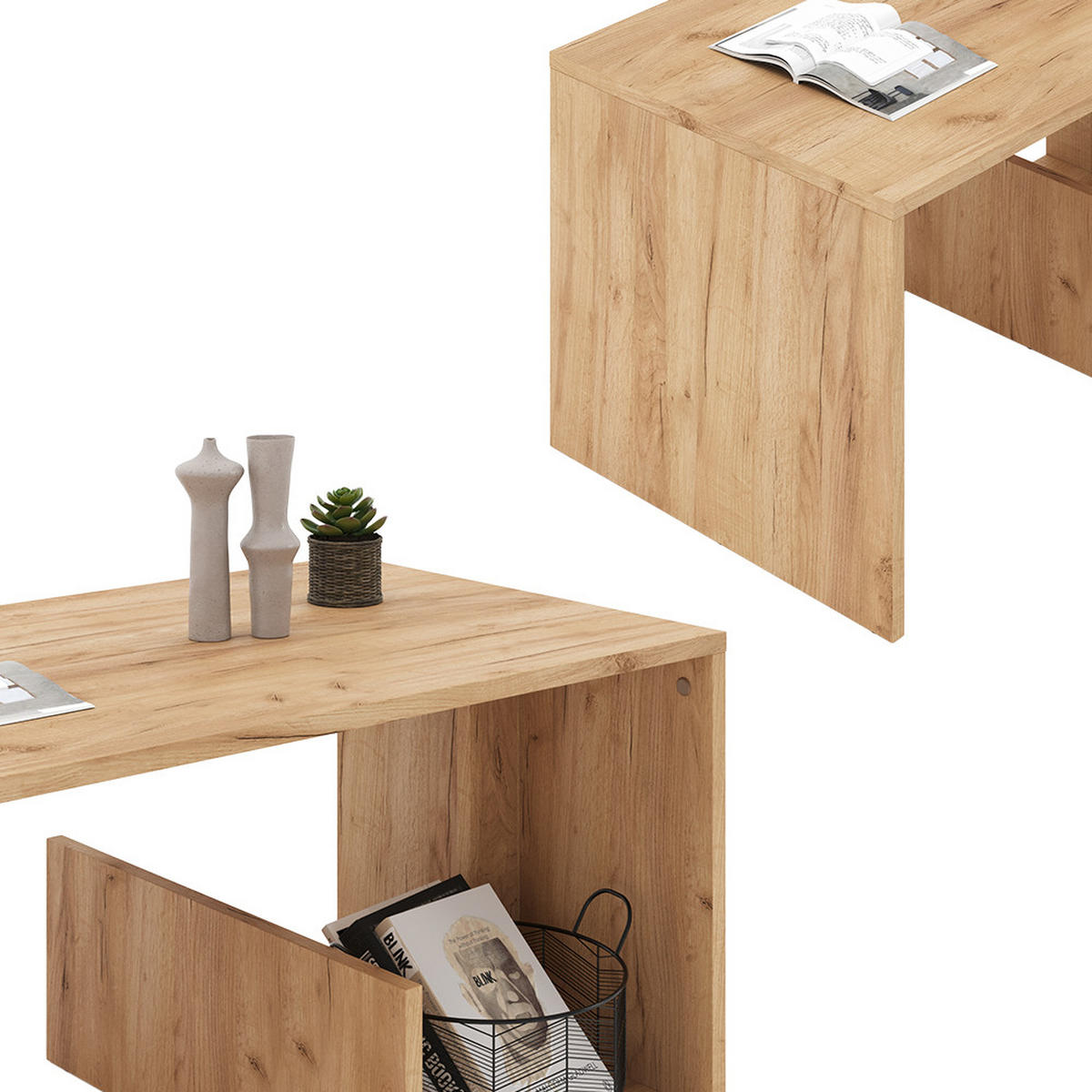 COUCHTISCH Lonar Goldkraft Eiche 80 x 46.6 cm - Honigeiche, Holzwerkstoff (46.6/80/40cm) - Vicco