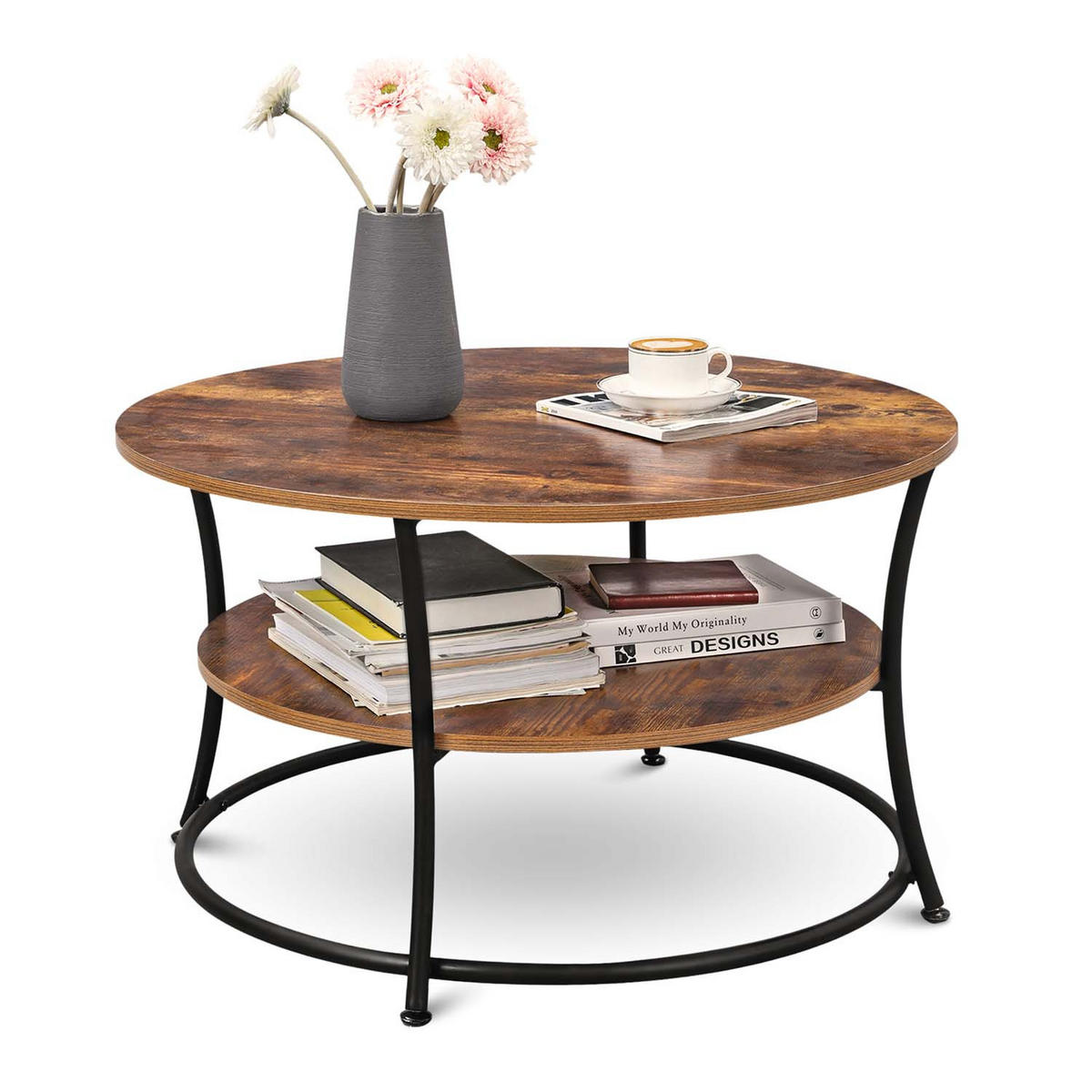 COUCHTISCH Lillie - Holzfarben / Metall - Ø 80cm - Naturfarben, Holzwerkstoff (80/80/45cm) - holz4home