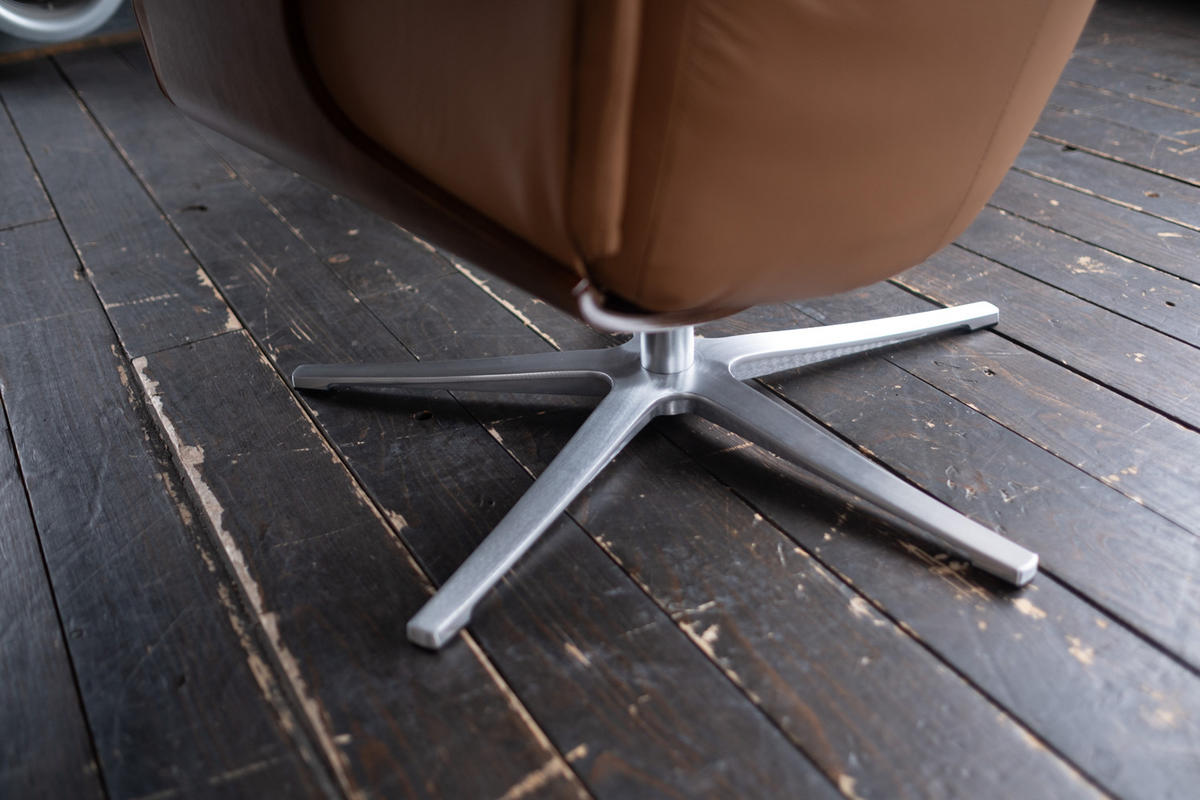 RELAXSESSELSET TOSAR Braun Leder - Silberfarben/Braun, Leder/Metall (83/110/89cm) - KAWOLA