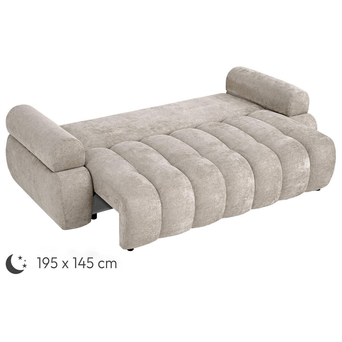 ROZKLÁDACÍ POHOVKA Mavi, 3místná s funkcí spaní, ložná plocha 195x145 cm, béžová - béžová, textil (255/100/110cm) - Beautysofa