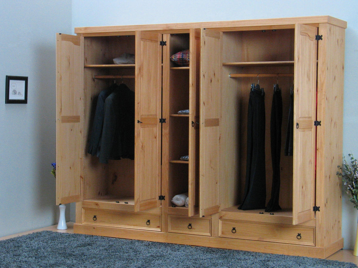 KLEIDERSCHRANK natur - Braun, Holz/Textil (244/196/57cm) - ebuy24