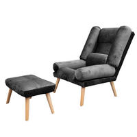 SESSEL Lola mit Fußhocker Rückenlehne 5-stufig einstellbar, dunkelgrau - Dunkelgrau/Grau, Holz/Kunststoff (75/100/60cm) - Margaret Hadas24