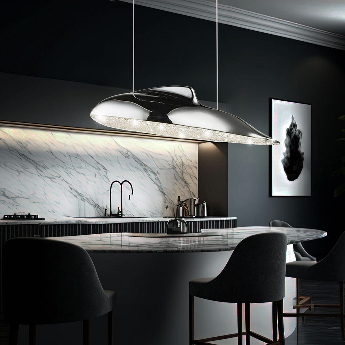 LED HÄNGELEUCHTE Kristalloptik Chrom Silber - Silberfarben, Metall (36/15/120cm) - Globo Lighting