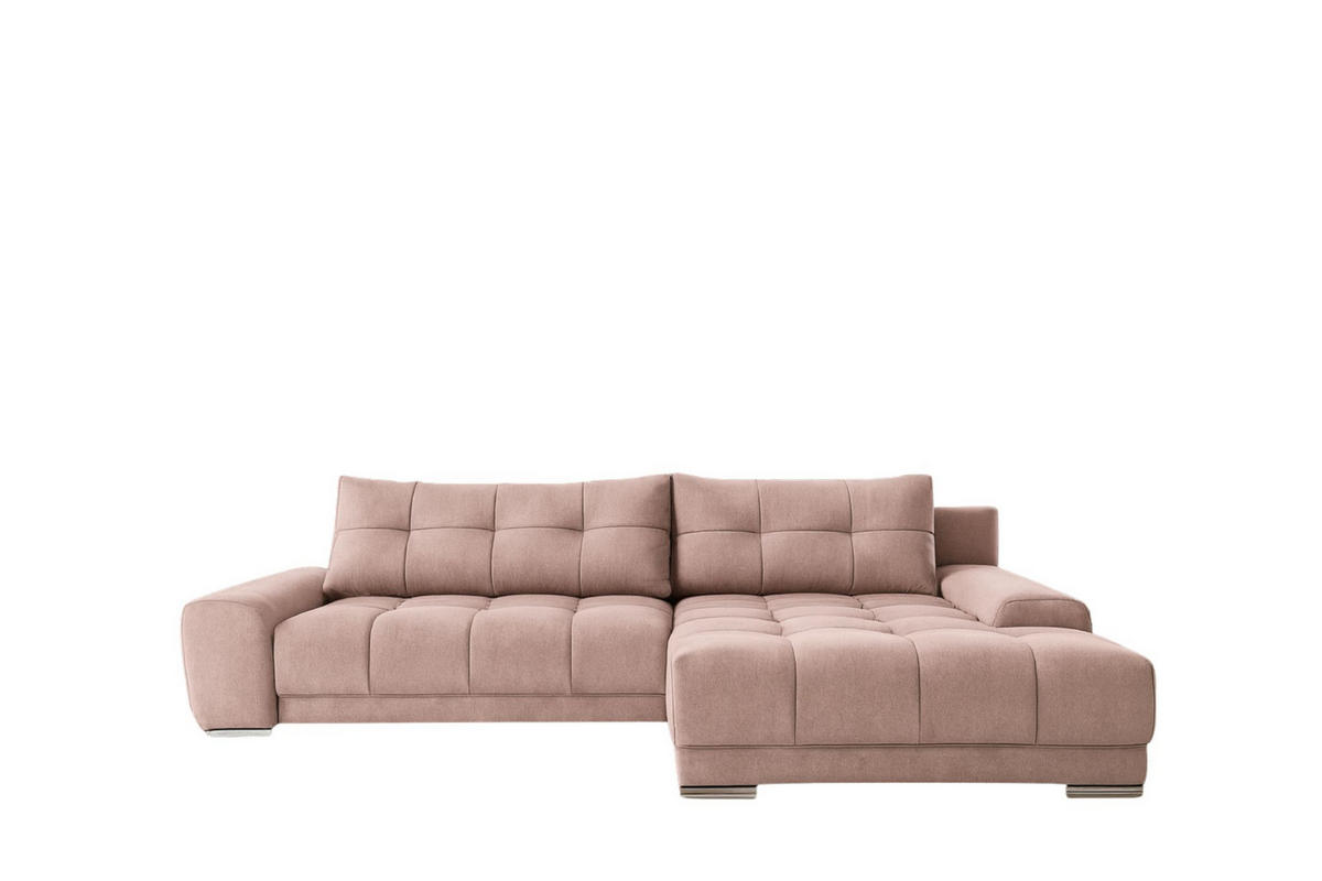 ECKSOFA WAVE Mit Schlaffunktion, Stoff SORO, Rosa Rechts - Rosa, Holz (281/105cm) - Kaiser Möbel