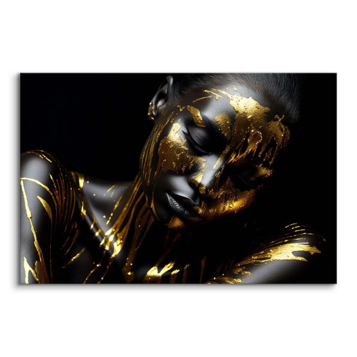 LEINWANDBILD abstraktes Porträt Frau Glamour Stil 30cm x 20cm - Beige/Gelb, Textil (30/20cm) - Muralo