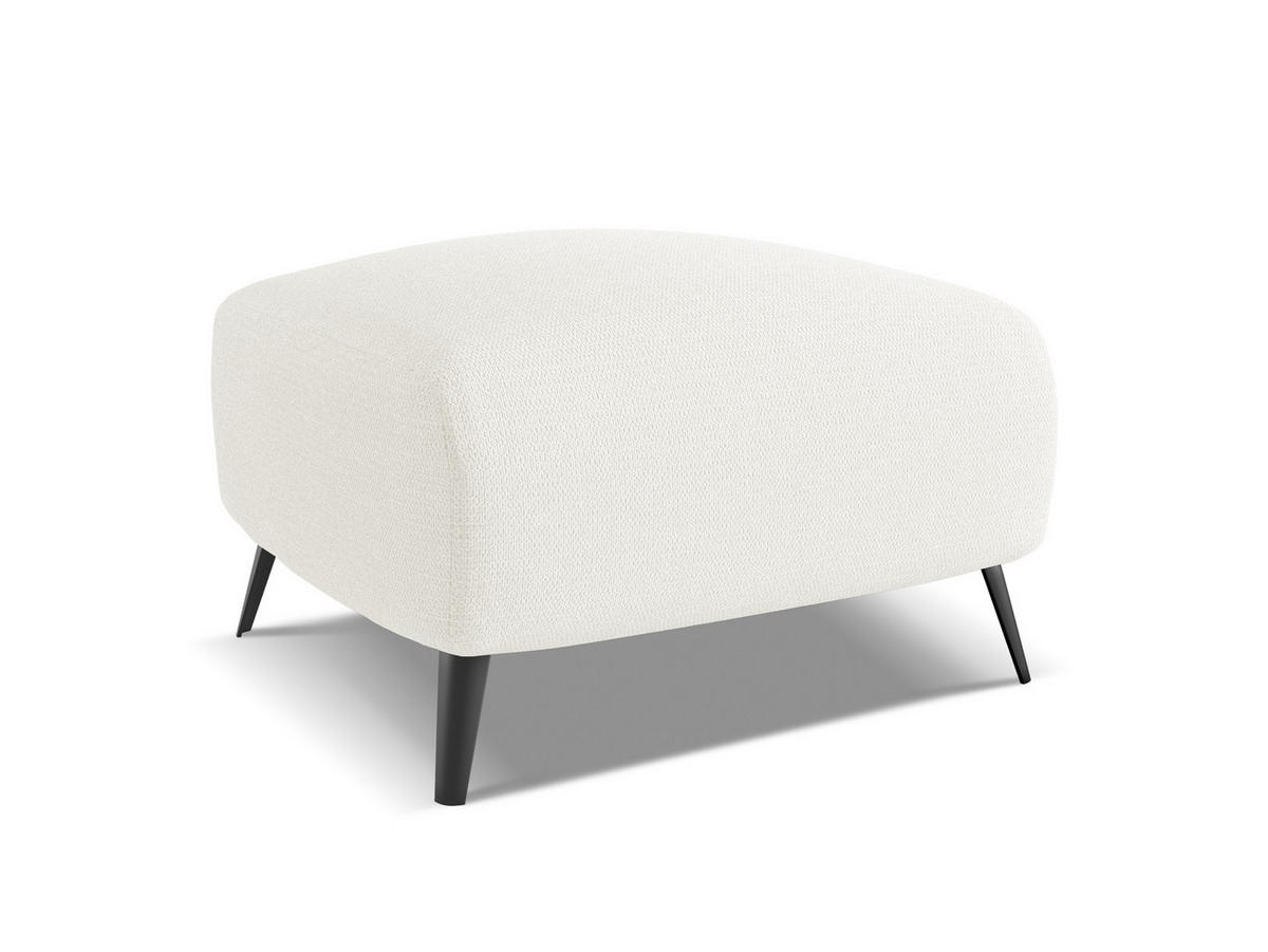 POUF Chenille Stoff Weiß - Schwarz/Weiß, Textil/Metall (65/44/65cm) - Makamii