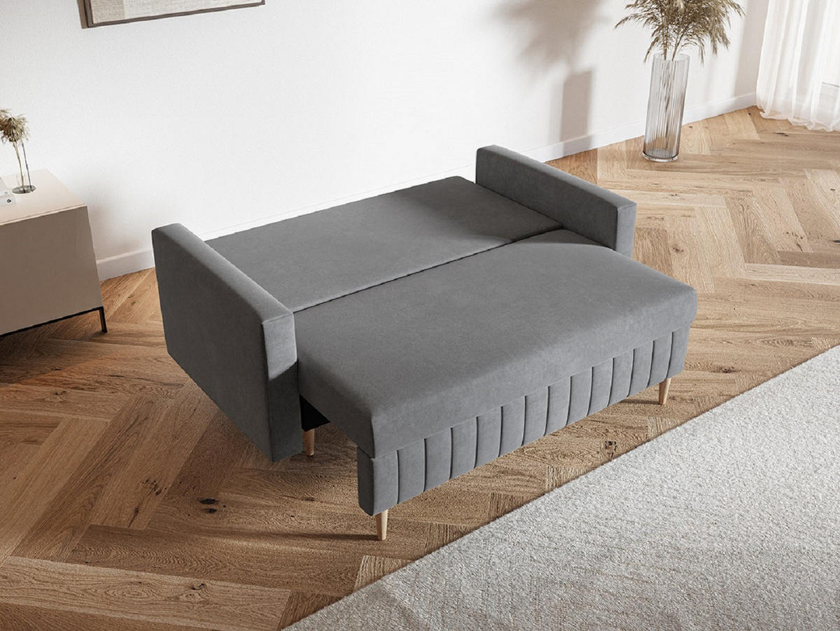 SCHLAFSOFA 160 cm Scandi, 2-seater, Bettkasten, Beine, Beige - Beige, Holz (160/94/90cm) - Emporius