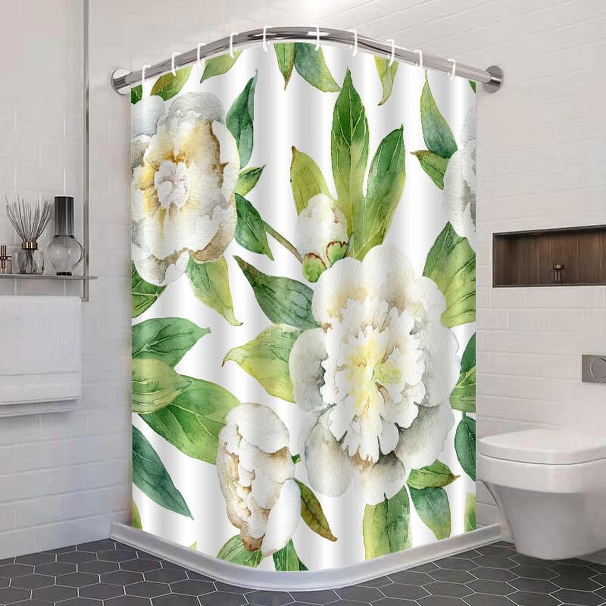 DUSCHVORHANG 3D Polyester schimmelresistent wasserdicht waschbar mit Haken - Multicolor, Textil (180/180cm) - MCBOSON