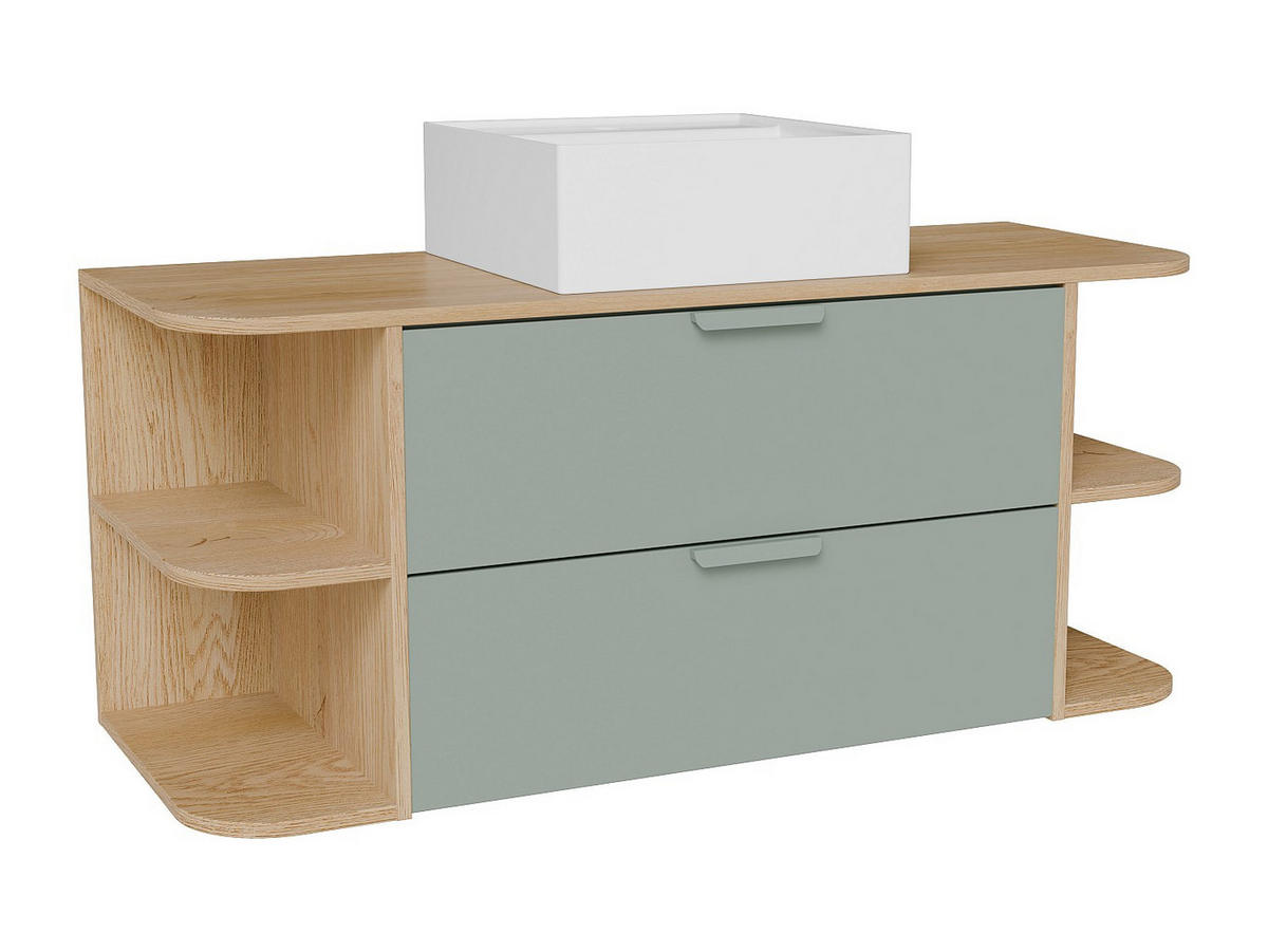 EINZELWASCHTISCH - 120 cm x 46 cm - holz - mandelgrün, naturfarben hell Avoreli - Weiß, Holz (120/50/46cm) - Vente-Unique