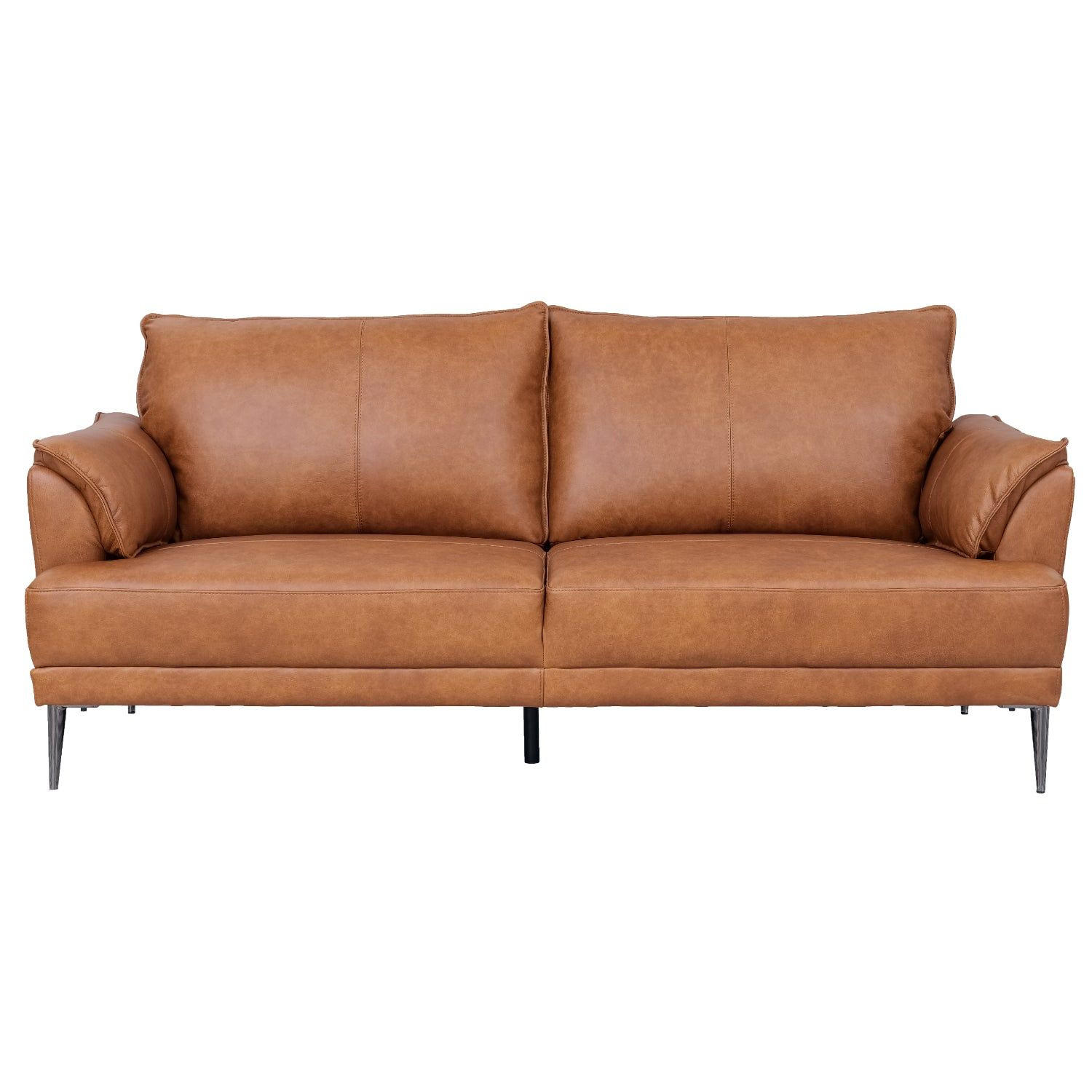 DREISITZER-SOFA Echtleder Braun - Schwarz/Braun, Leder/Metall (195/88/90cm) - Furnhouse