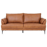 DREISITZER-SOFA Echtleder Braun - Schwarz/Braun, Leder/Metall (195/88/90cm) - Furnhouse