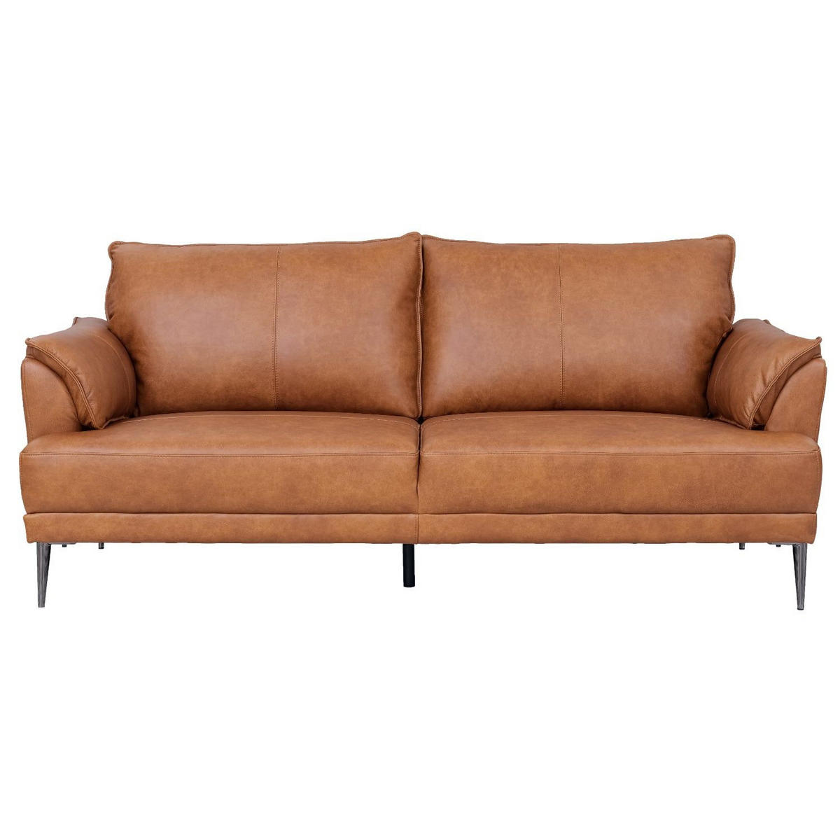 DREISITZER-SOFA Echtleder Braun - Schwarz/Braun, Leder/Metall (195/88/90cm) - Furnhouse
