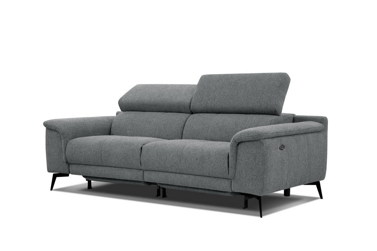 RELAXSOFA FIERO 3-Sitzer mit 2 Relaxfunktionen, grau - Schwarz/Grau, Holzwerkstoff/Textil (212/82/103cm) - Courtois Laville
