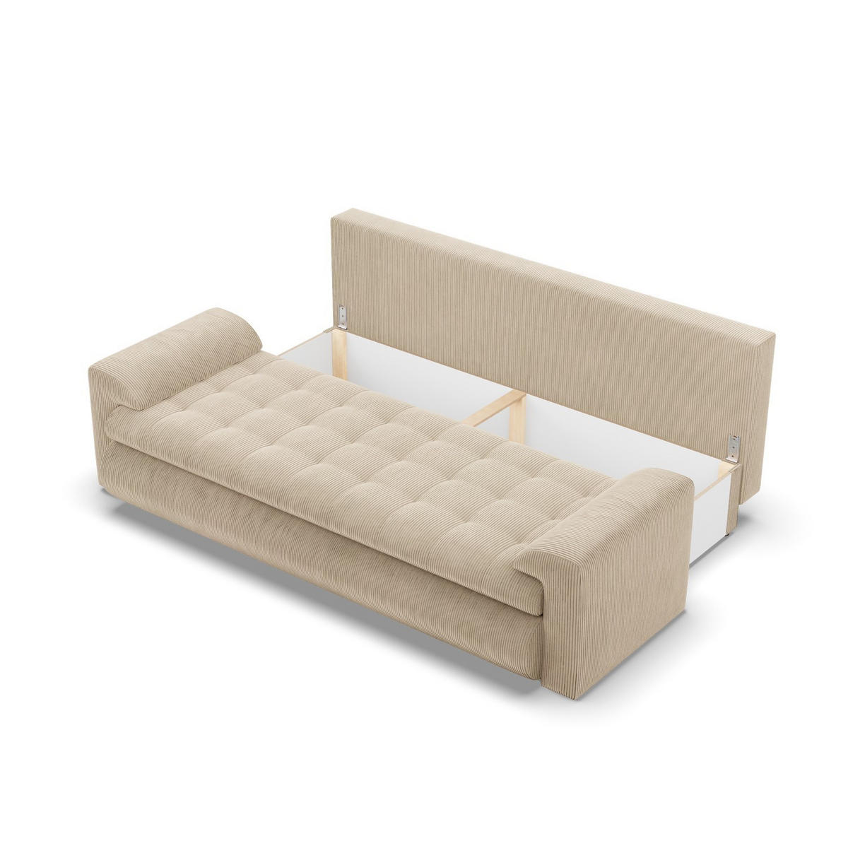 SOFA 3-SITZER MIT SCHLAFFUNKTION FORESTA, Cord - Beige - Beige, Textil (222/92/96cm)