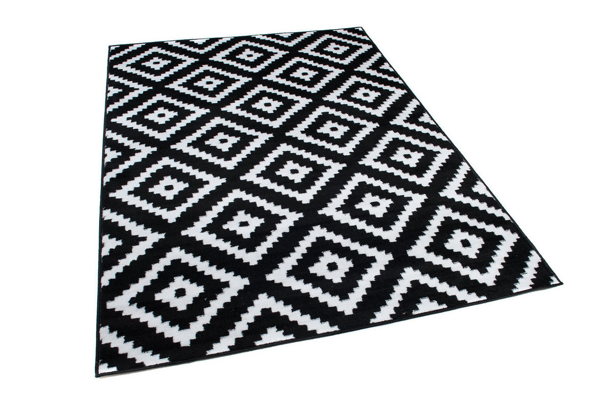 TEPPICH LUXURY Schwarz Geometrisch Karo Diamant 300/400 cm - Schwarz, Textil (300/400cm) - Tapiso