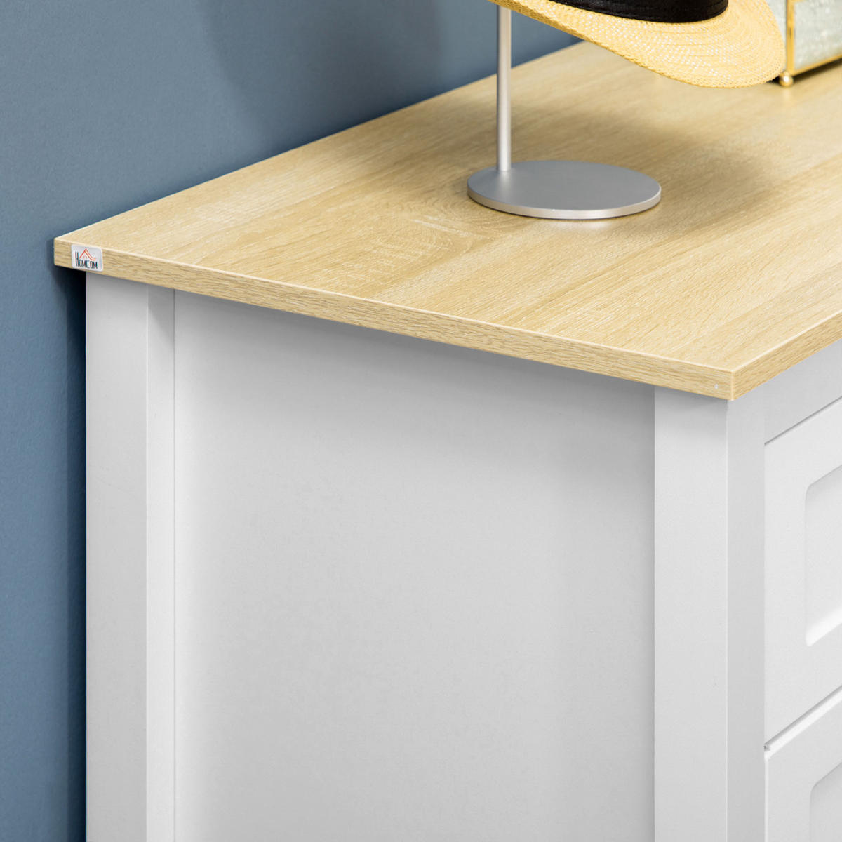 KOMMODE DE-11039 2 Türen mit verstellbarem Boden Weiß/Holzoptik - Weiß, Holzwerkstoff (100/85/40cm) - ComfortXL