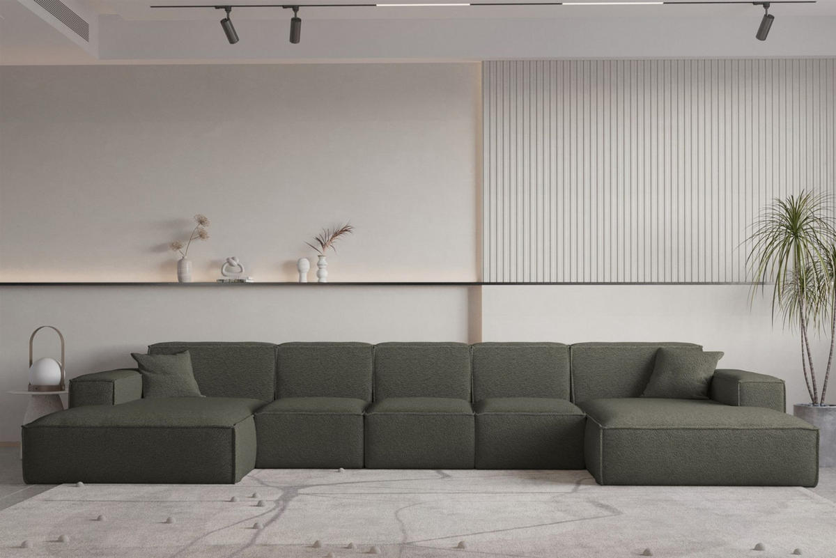 WOHNLANDSCHAFT Celes Premium Xl Bukla - Jadegrün, Holzwerkstoff/Textil (462/73/165cm) - Fun Möbel