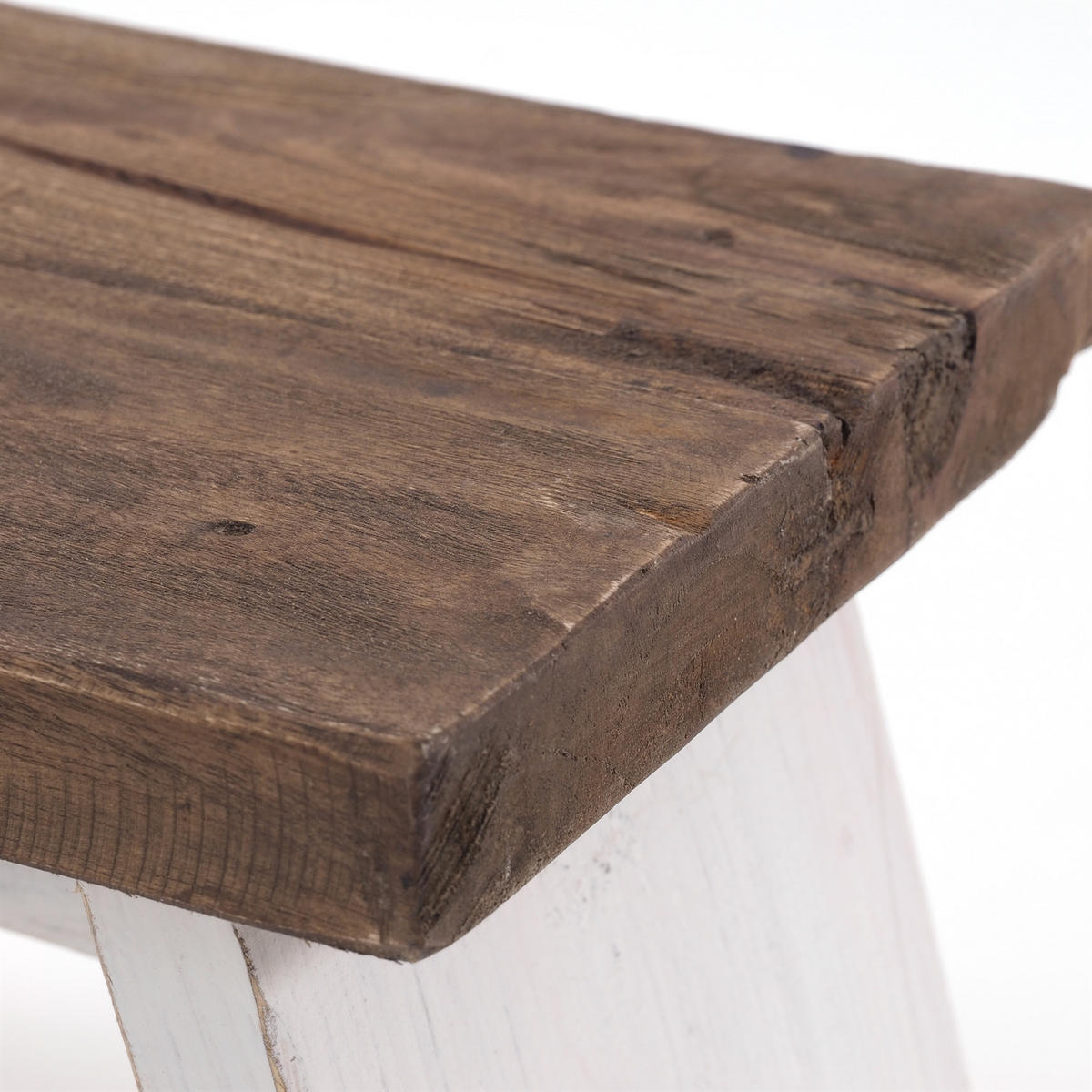 FUSSHOCKER SCHEMEL Recyclingholz massiv 05 weiß-natur - Multicolor, Holz (29/18/19cm) - DESIGN DELIGHTS