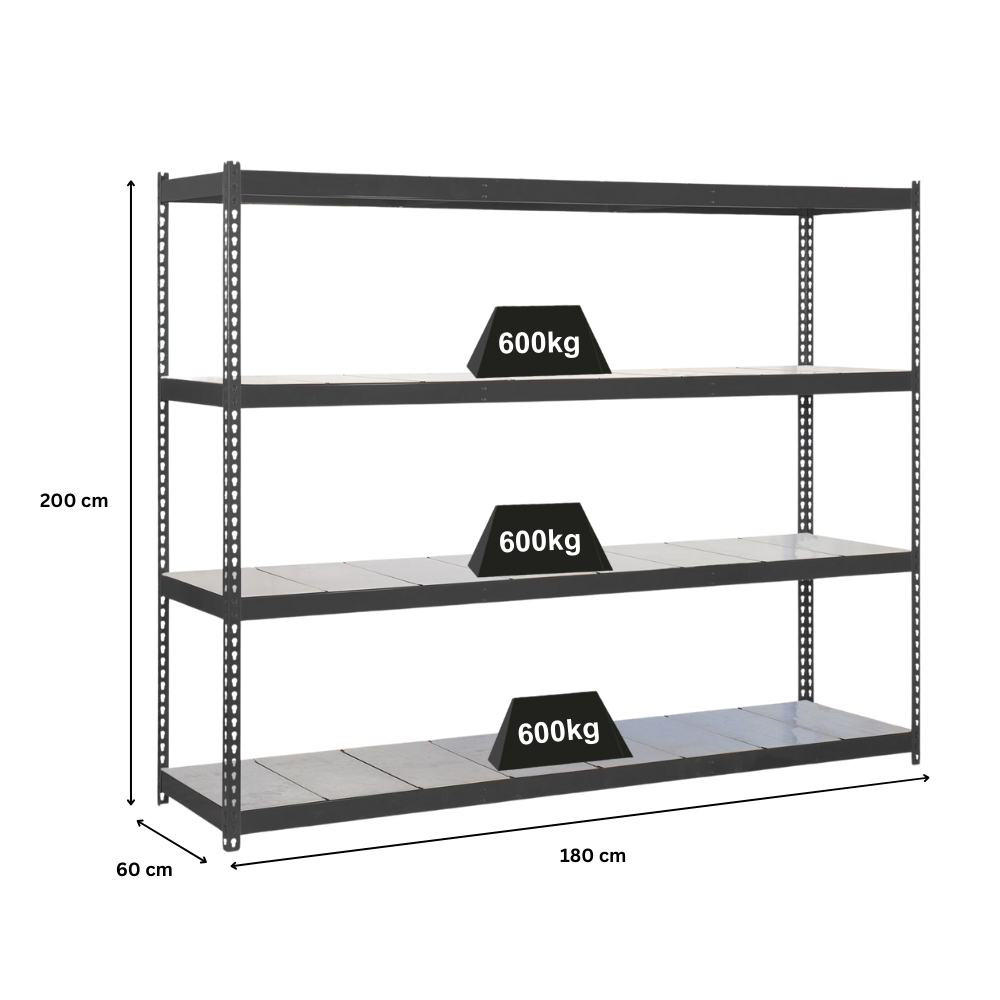 SCHWERLASTREGAL METAL BEAST FOUR | HxBxT 200x180x60cm | Fachlast 600kg | Anthrazit - Anthrazit, Metall (180/200/60cm) - PROREGAL