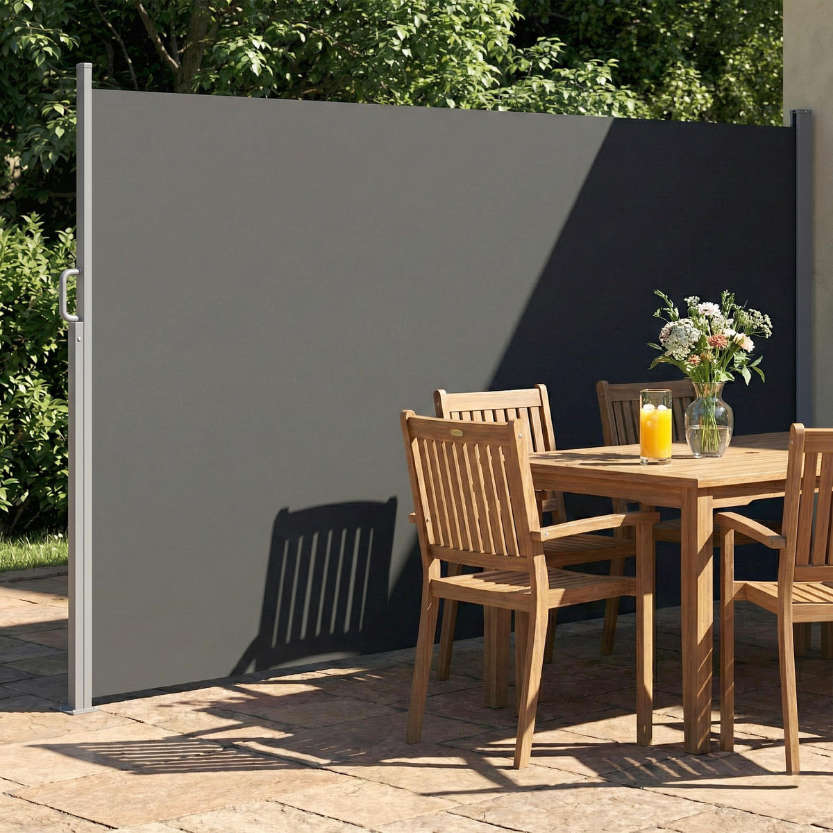 SEITENMARKISE DE-07470 Sichtschutz, wasserabweisend UV50+ Dunkelgrau - Dunkelgrau, Textil/Metall (5/185/420cm) - ComfortXL