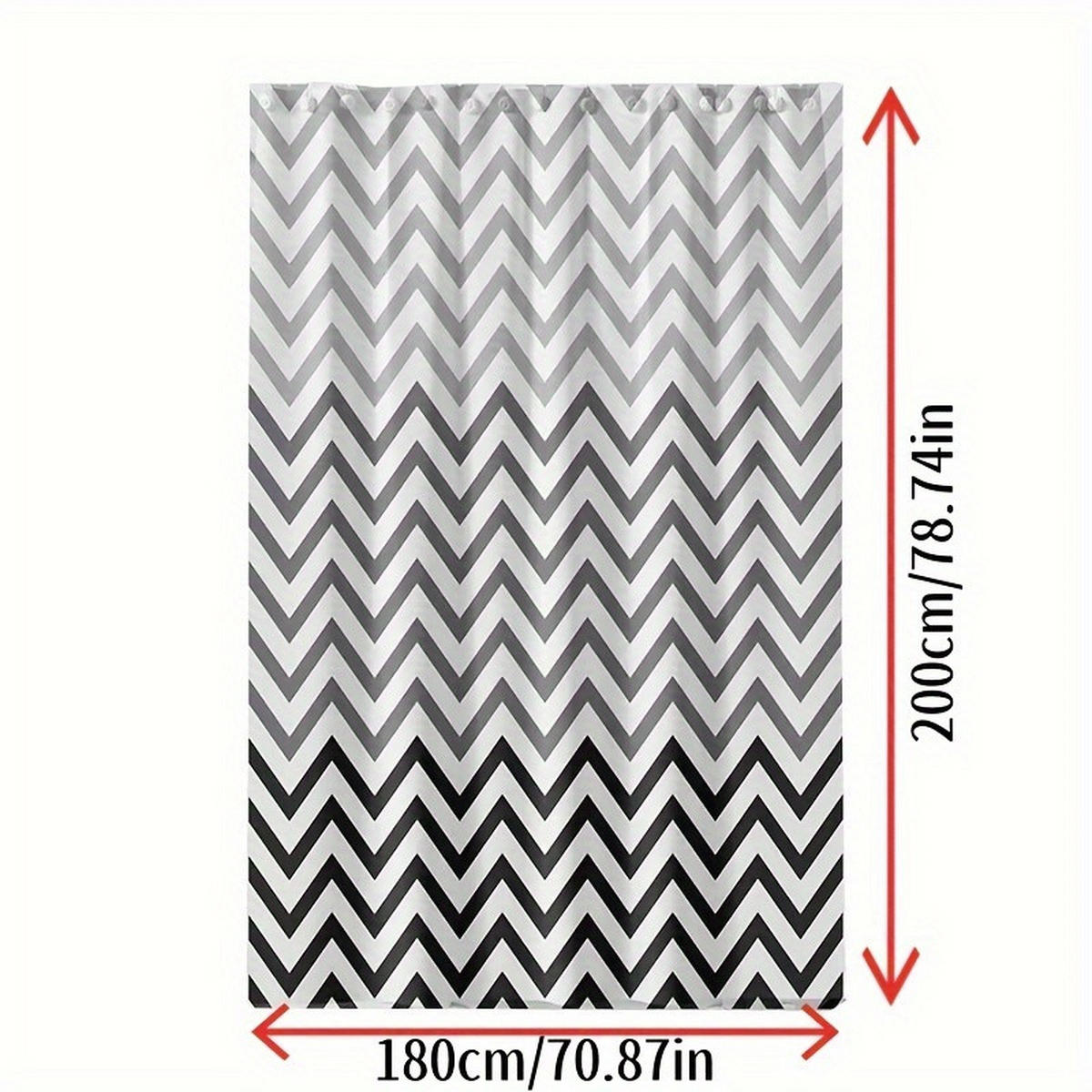 DUSCHVORHANG Schwarz Weiß Wellen Muster PEVA 180 x 200 cm schimmelresistent wasserdicht mit Haken ideal fürs Badezimmer - Schwarz, Kunststoff (180/200cm) - MCBOSON