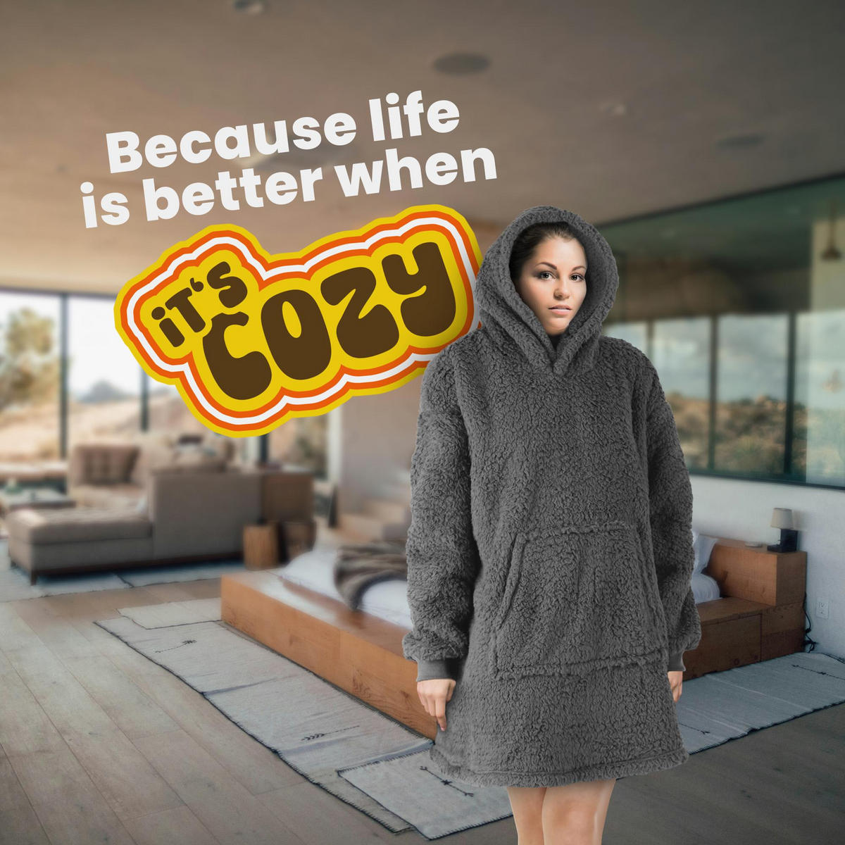 KUSCHELDECKE - Sherpa Fleece Anthrazit - Anthrazit, Textil (70/110cm)