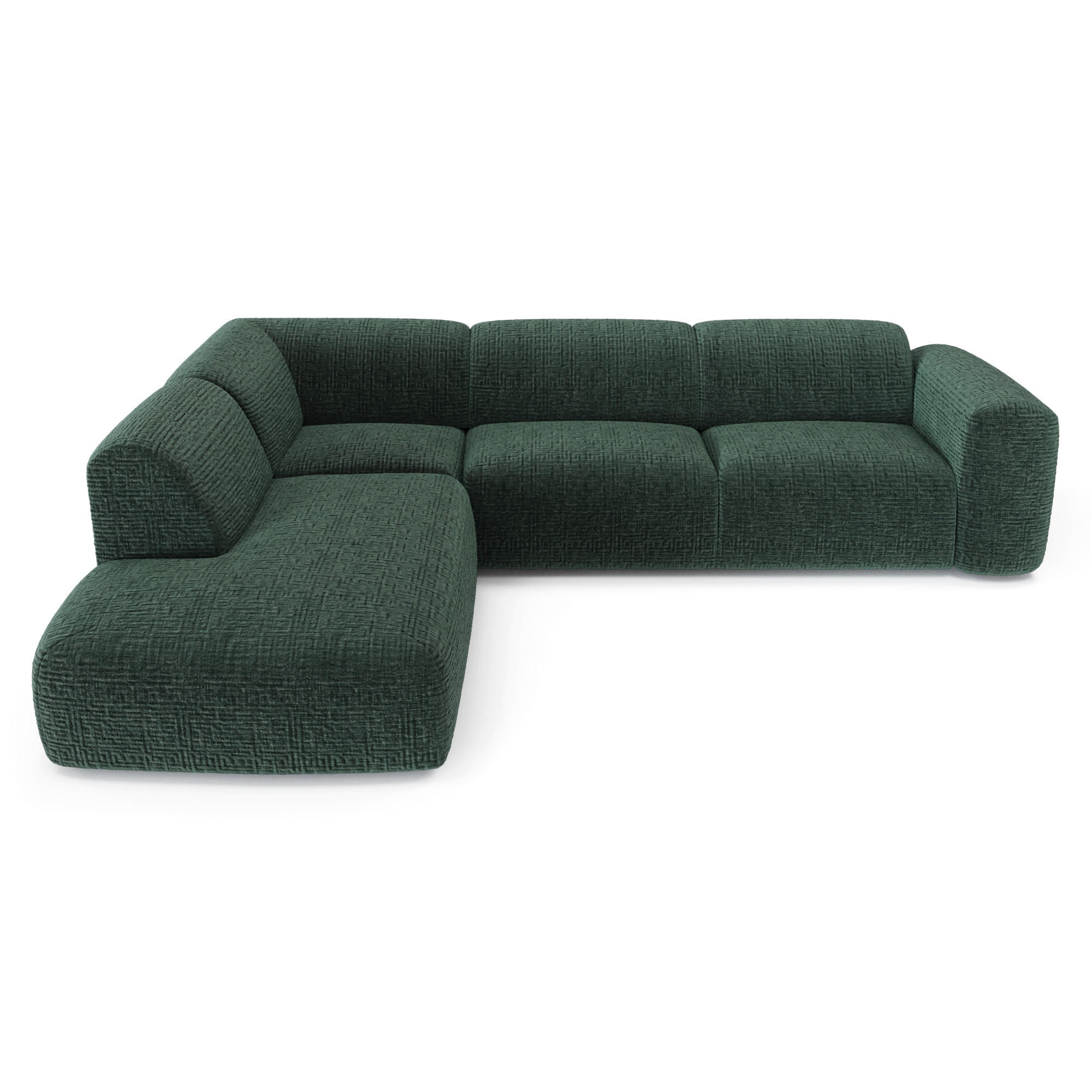 ECKSOFA LINKS Gemusterter Samt Smaragdgrün 269cm - Smaragdgrün, Textil (221/269cm) - Sia Home